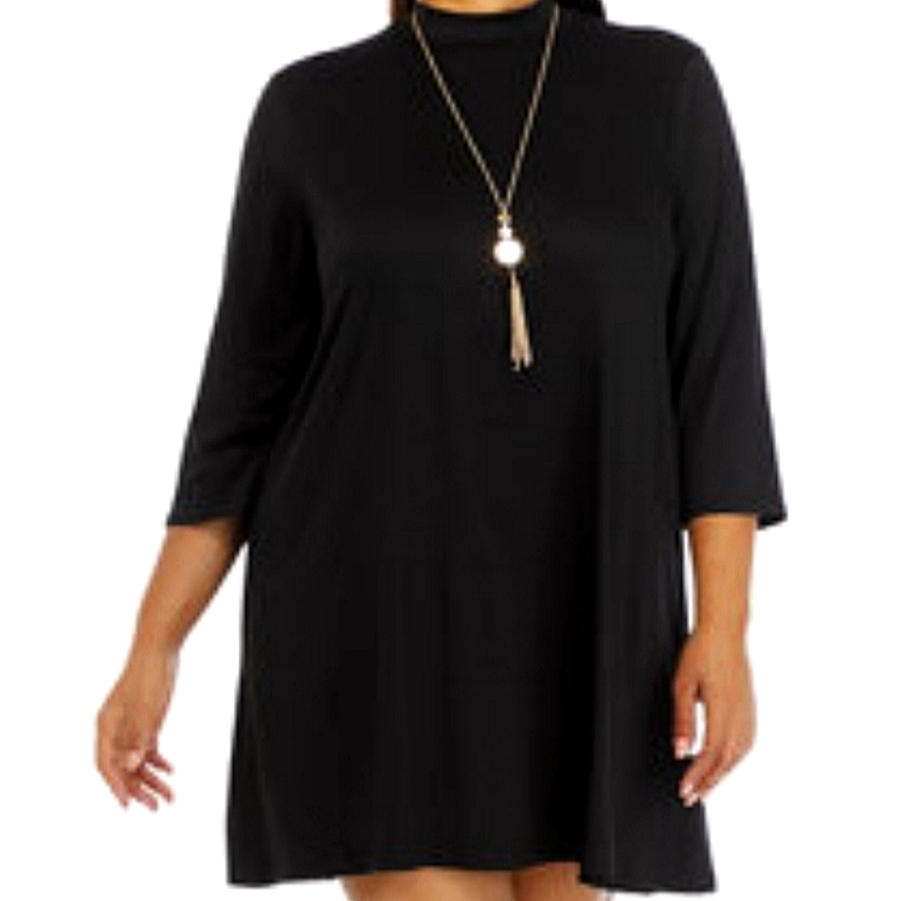 NWT Junior's 3/4 Sleeve Mock Neck Dress with Necklace